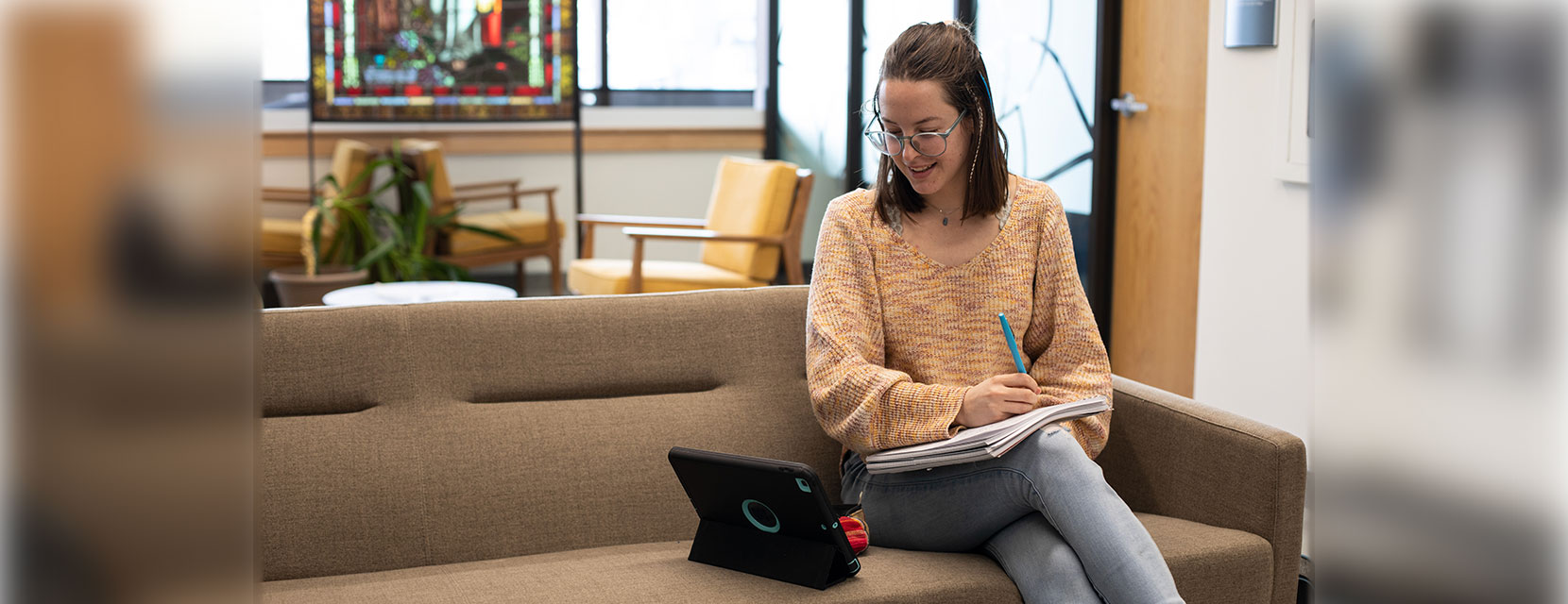 woman studying