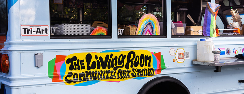 Artsy bus with supplies